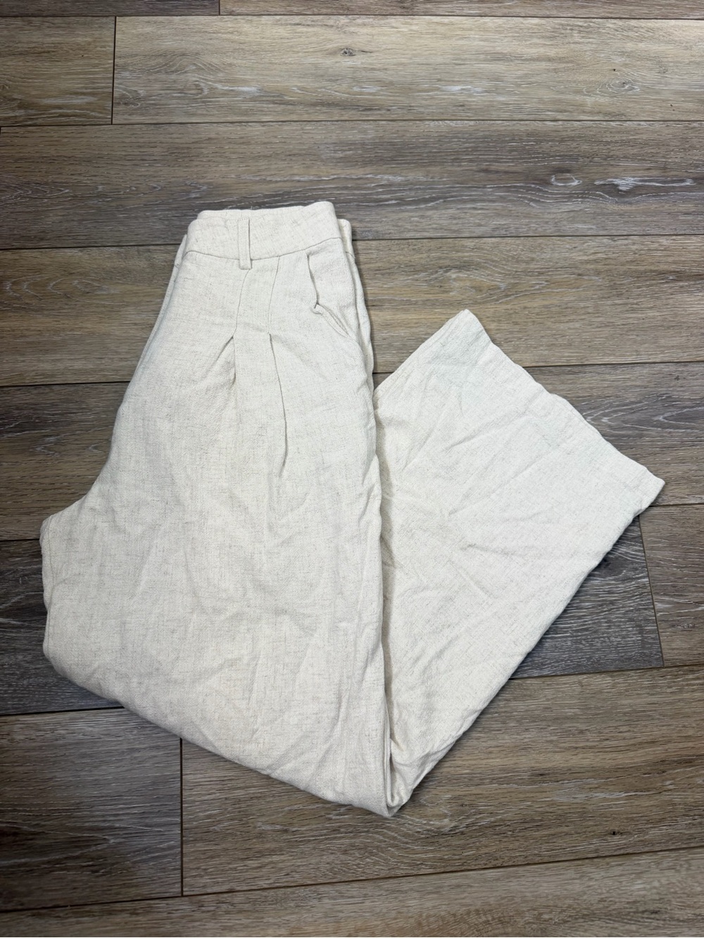 Lulu's Cream High-Waist Pleated Trousers